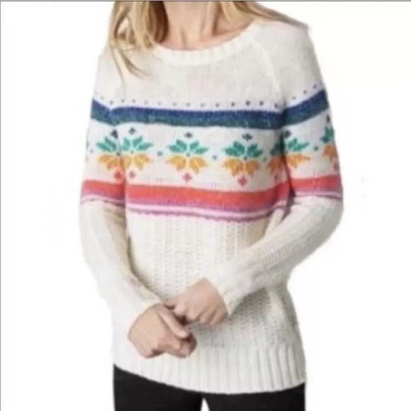 American Eagle Outfitters Sweaters - American Eagle Outfitters Women’s Small Knit Fair Isle White Jegging Sweater